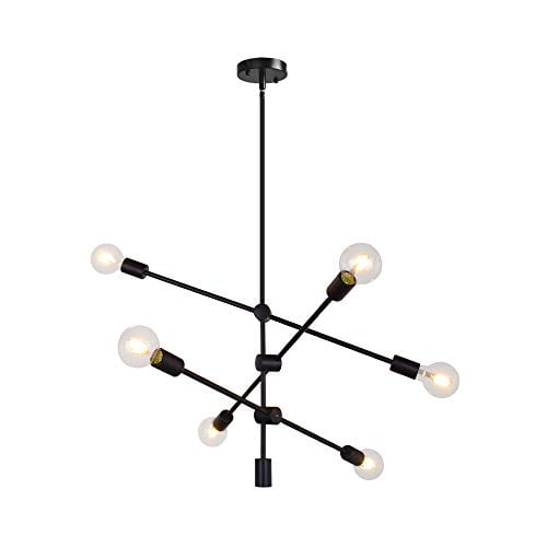 Sputnik Chandelier 6 Lights Vintage Modern Pendant Lighting Ceiling Light  Fixture Black