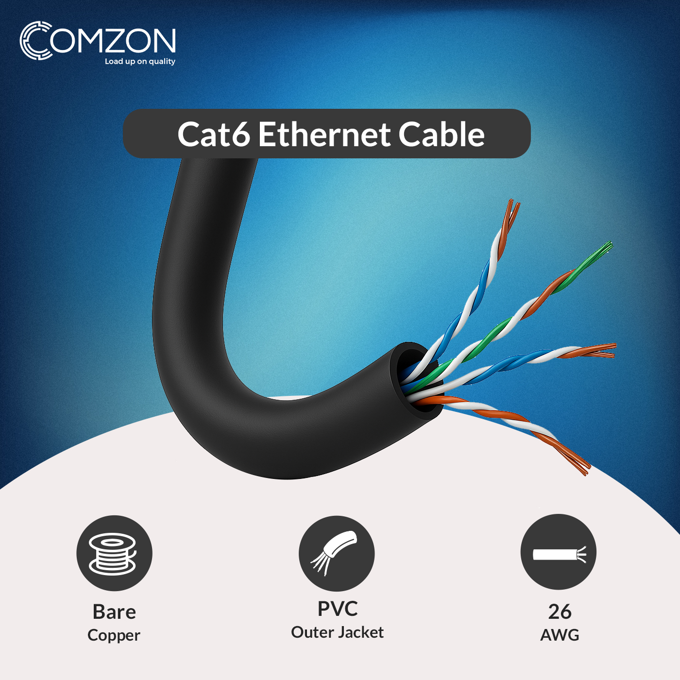 COMZON 1000ft Shielded Cat6a F/UTP Ethernet Cable 26AWG Stranded Copper, 500Mhz Network Speed 10Gigabit Patch Cable, Black
