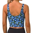 thumbnail image 4 of Picia Blue Flowers Sports Bra for Women,Padded Strappy Sports Bras Medium Support Yoga Bra with Removable Cups,Running Yoga Bra-XX-Large, 4 of 9