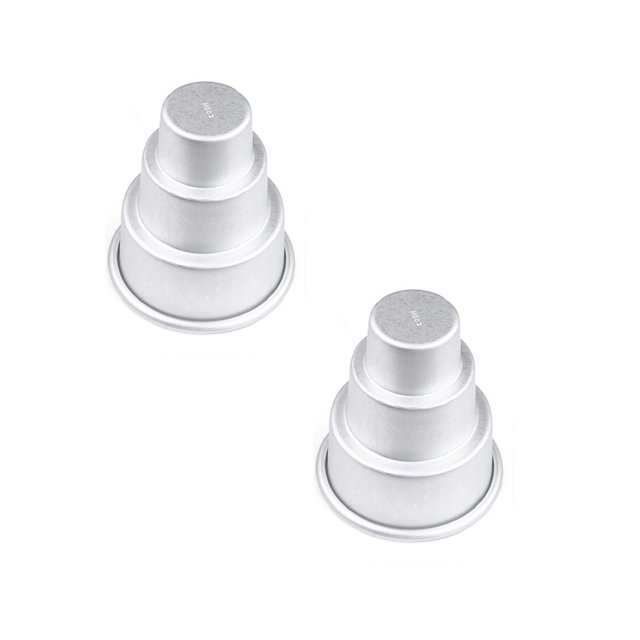 Oleegame 2PC Cookie Mold Mini Three-tiered Cake Pan Pudding Mold Muffin Decorating Mould Tools Silver
