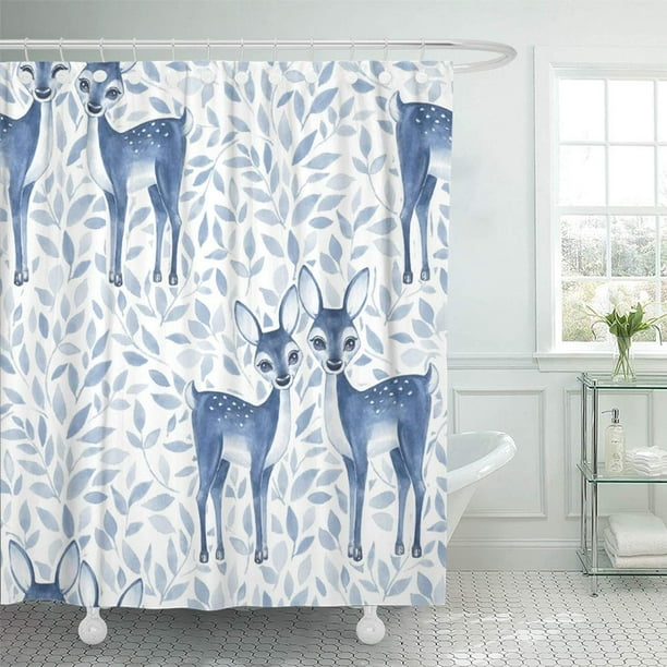 PKNMT Animal Watercolor Floral Pattern with Fawns Blue Color Bambi Kids