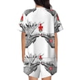 thumbnail image 3 of Bixox Women's Moose Kissing Under Mistletoe Printed Pajama Set 2 Piece Lounge Set Top and Shorts Soft Pajamas, Shorts with Pockets, 3 of 7