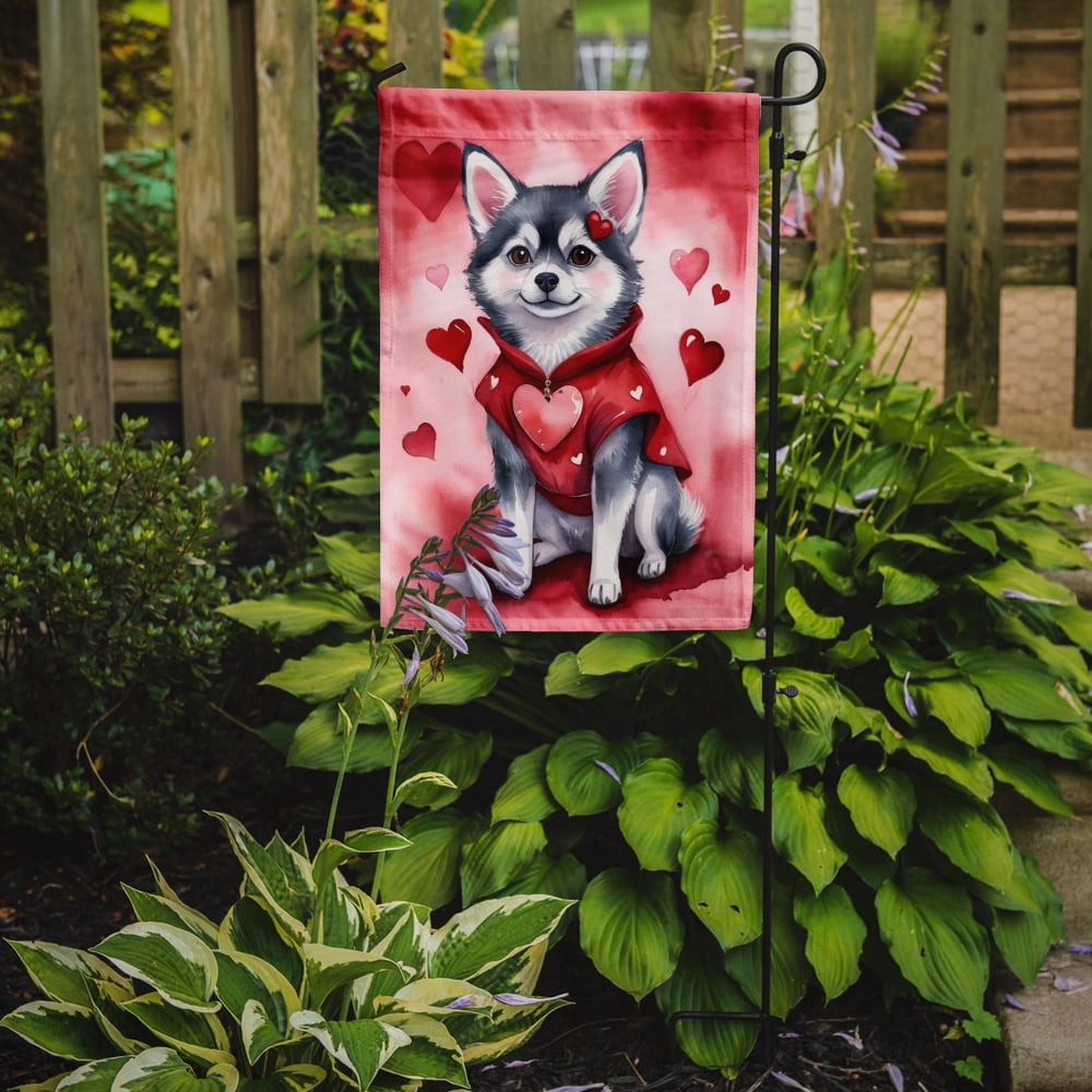 Alaskan Klee Kai My Valentine Garden Flag 11.25 in x 15.5 in