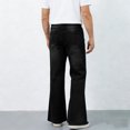thumbnail image 6 of hoksml Men's High Waisted Flare Jeans Elastic Back Waist Vintage 70s Wide Leg Denim Pants Casual Retro Trousers, 6 of 6