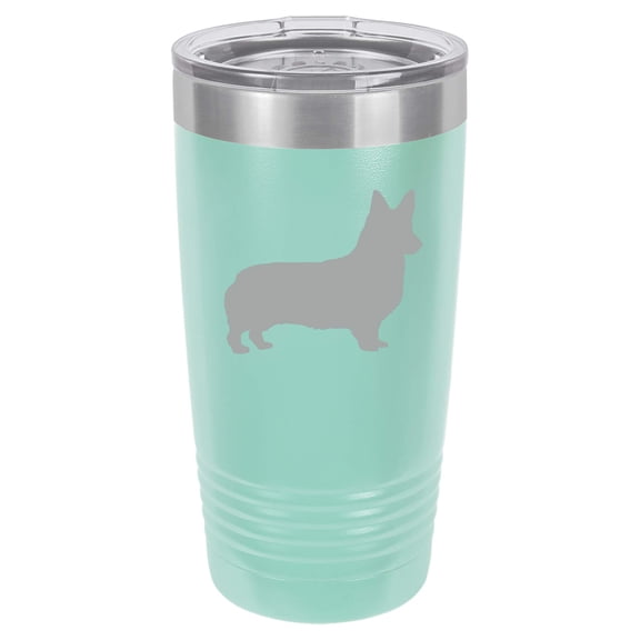 Tumbler Stainless Steel Vacuum Insulated Travel Mug Corgi (Teal, 20 oz)