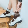thumbnail image 2 of 1 par de calcetines de Color sólido de Lolita dulce para mujeres y niñas, medias japonesas Jk para estudiantes con lazo y adorno de encaje, 2 of 5