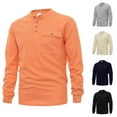 thumbnail image 2 of Qingpeng Men's Long Sleeve Lapel Shirts 3-Button Fall Casual Cotton T-Shirts Basic Tops, 2 of 8