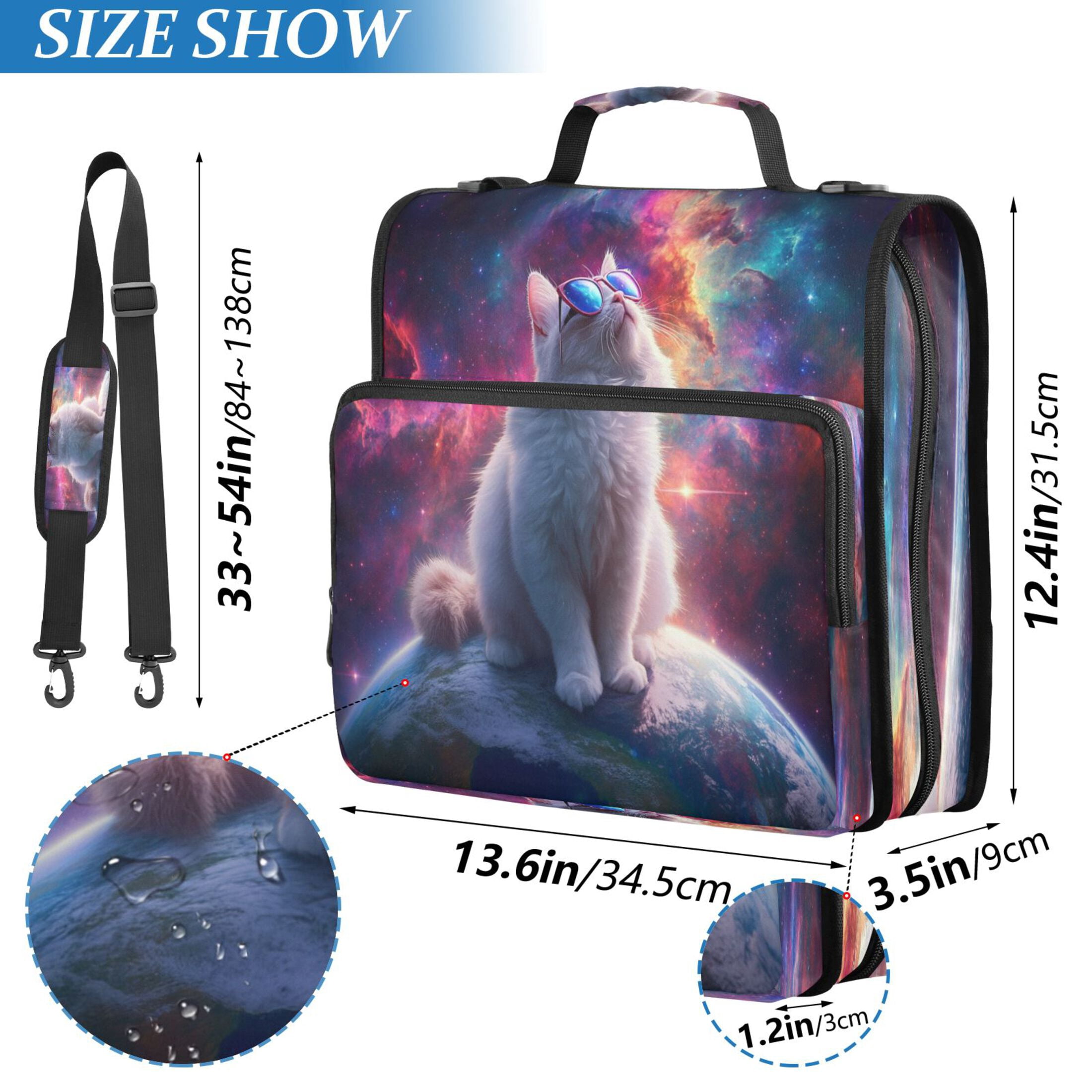 YAZAOO Zipper Binder trapper keeper Documents Organized Design Cat in Space Printed