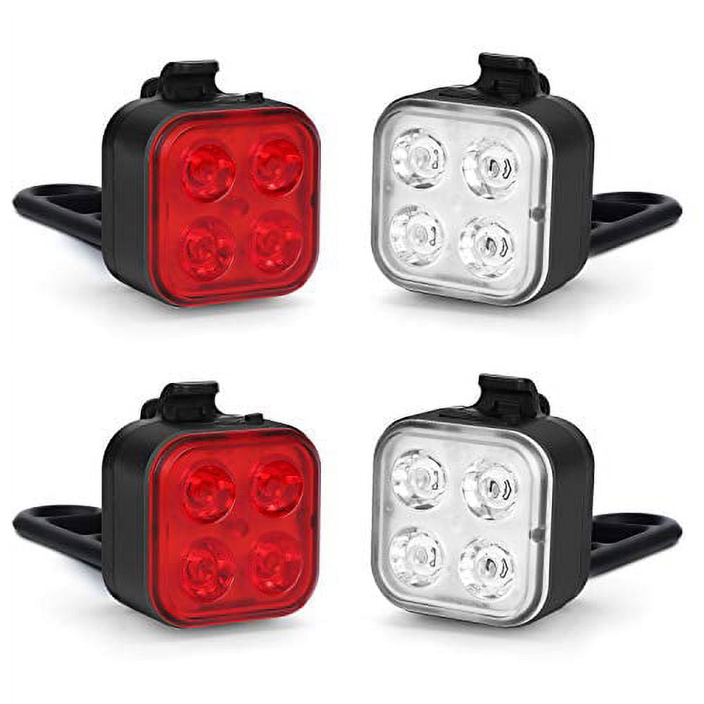 Akale Rechargeable Bike Light Set LED Bicycle Lights Front and Rear 4 Light Mode Options Bike Headlight IPX4 Waterproof Easy to Install for Kids Men Women Road i 2 Pack Blacki Walmart