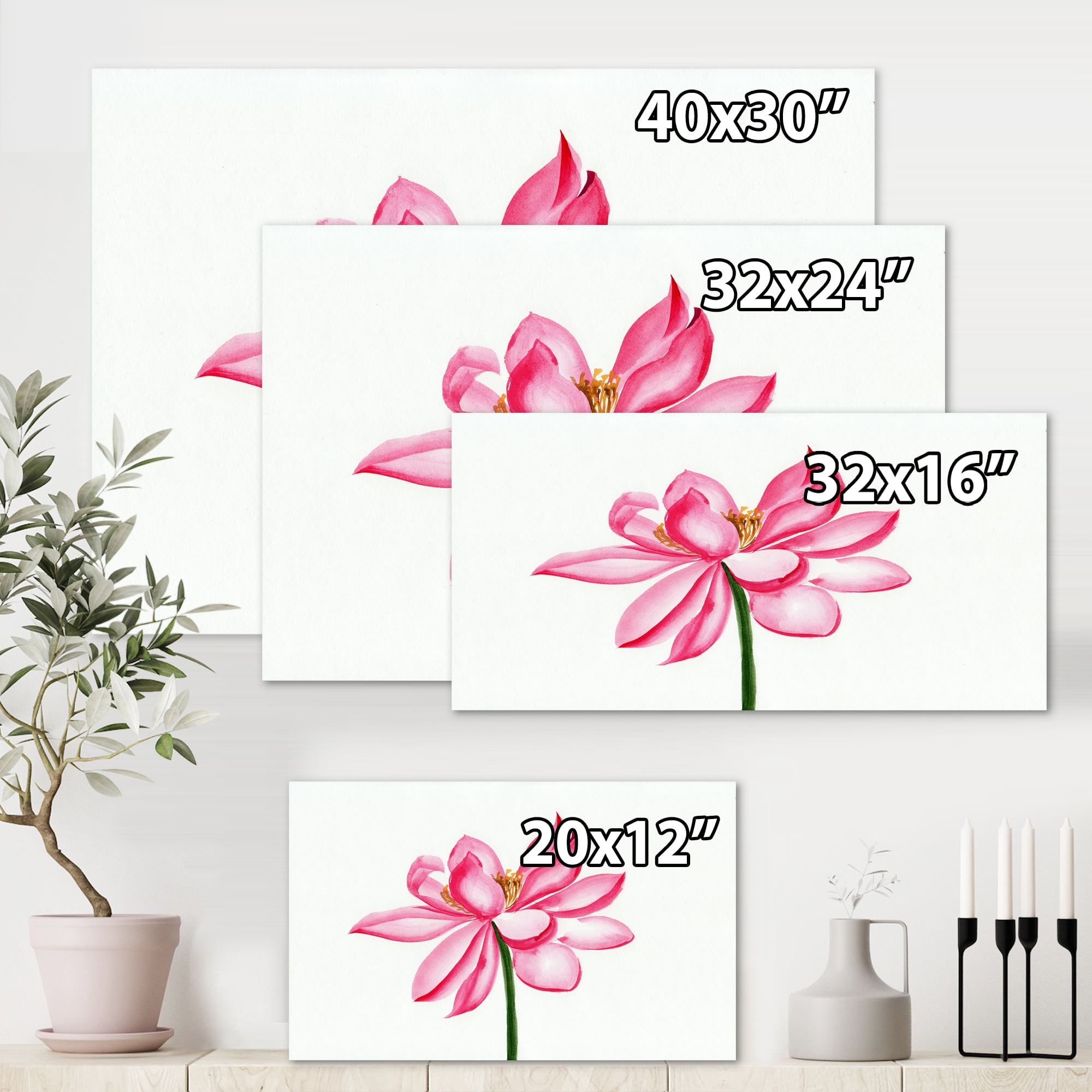 Designart ' Ancient Detail of A Pink Lotus ' Traditional Canvas Wall Art Print