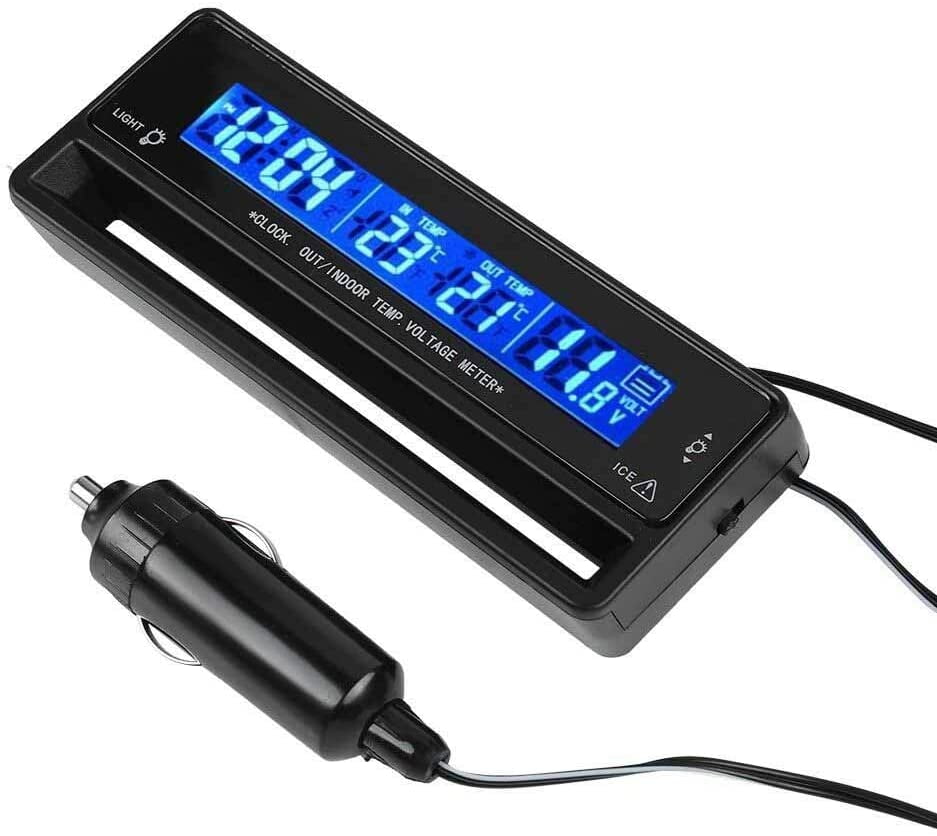 Auto Car Digital LCD Monitor Thermometer Voltage Meter Alarm Clock TS-7010V