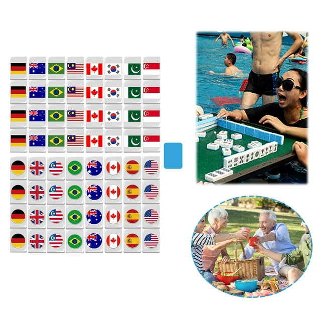 Hbdhejl Game Mahjong Game Set Game Tiles Flag Pattern Tile Games For Adults Kids For Spring Picnic Party Gift