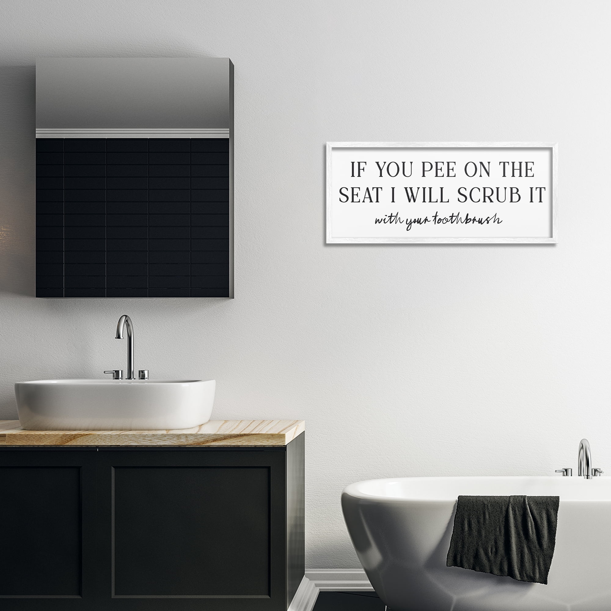 Stupell Industries Pee On The Seat Humor White Framed Giclee Art, design by Lettered and Lined