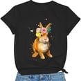thumbnail image 2 of EQWLJWE T-Shirt Grande Taille Joyeuses Pâques Femme Mignon Rabbit Imprimé Graphique Tee Manches Courtes Hauts Décontractés Aubaines, 2 of 3