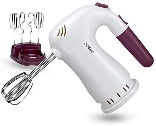 Hand Mixer Electric 300w Ultra Power Kitchen Hand Mixer With 2 5-Speed Handheld Mixer with Storage Base，Stainless Steel Beaters and Dough Hooks 
