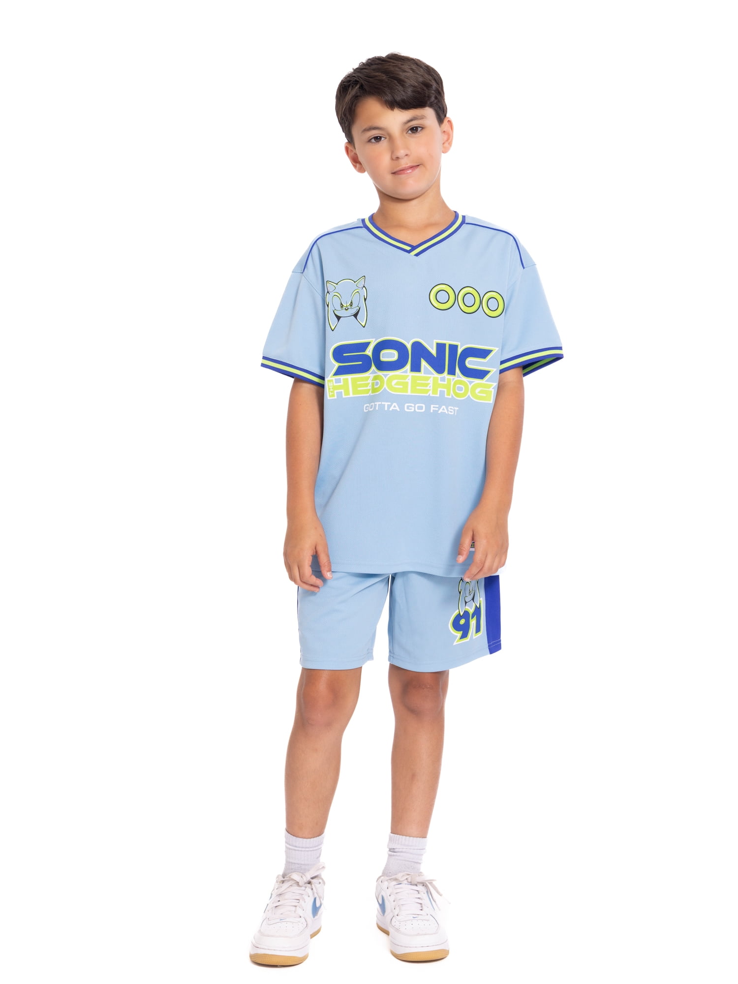 Sonic the Hedgehog Boys Graphic Soccer Jersey and Drawstring Shorts Set, 2-Piece, Sizes 4-16