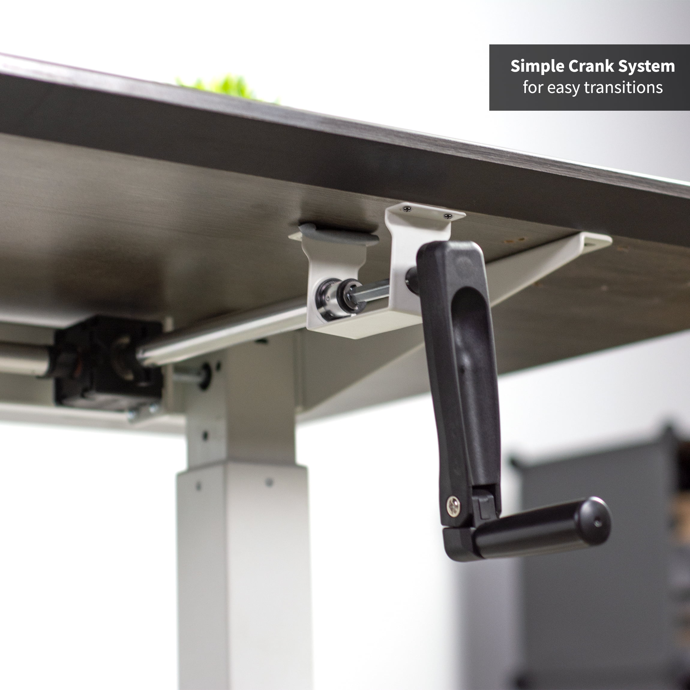 VIVO White Manual Height Adjustable Stand Up Desk Frame Crank System Ergonomic Standing 2 Leg Workstation DESK-V101MW 