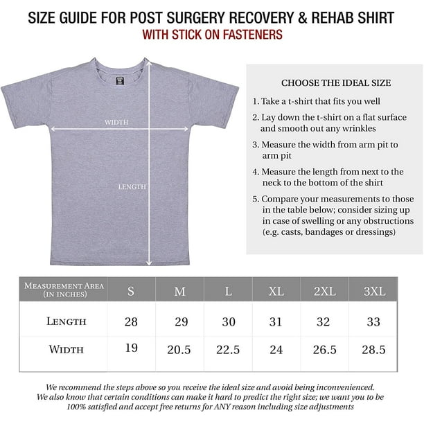 Post Shoulder Surgery Recovery & Rehab Shirt with Stick On Fasteners 