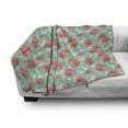 thumbnail image 3 of Island Party Soft Flannel Fleece Throw Blanket, Exquisite Hibiscus Blossom with Leaf Beach Paradise Petals Print, Cozy Plush for Indoor and Outdoor Use, 50" x 70", Sea Green Coral, by Ambesonne, 3 of 6