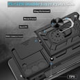 thumbnail image 6 of Compatible with Samsung Galaxy S22 Plus Case, S22 Plus Case with HD Screen Protector with Slide Camera Cover, 360°Rotation Ring Kickstand [Military Grade] Case for Galaxy S22+/S22 Plus (Black), 6 of 8