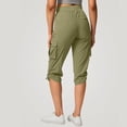 thumbnail image 5 of TAGOLD Womens Summer Capris Solid Color Elastic Waist Cargo Style Pocket Casual Lightweight Pants, 5 of 5