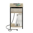 thumbnail image 3 of Furinno Moretti 3-Tier USB and Type-C Charging Port Open Storage Side Table with Metal Frame, Bauhaus Oak, 3 of 6