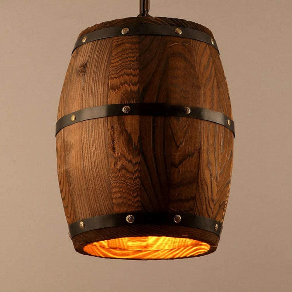 Bar Cafe Lights Wood Wine Barrel Hanging Fixture Ceiling Pendant Lamp Lighting 