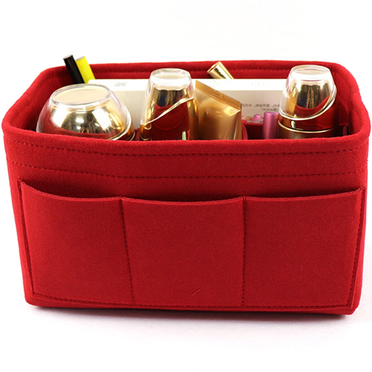 Makeup Organizer Bag Felt Cloth Handbag Insert Organizer MultiPockets