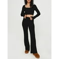 thumbnail image 3 of Women’s Two Piece Outfits Set Long Sleeve Scoop Neck Crop Tops and Pants Set Loungewear, 3 of 4