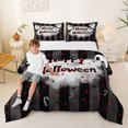 thumbnail image 2 of Feelyou Happy Halloween Ghost Full Size Comforter Sets, Spooky Candy Bedding Comforter Set, Black Red, Black Reversible, 3 Pieces, 1 Comforter and 2 Pillowcases, 2 of 7
