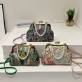 thumbnail image 6 of Vintage Embroidered Flower Handbag with Pearls Chain Traditional Styles Shoulder Bag Casual Crossbody Purse for Women, 6 of 9