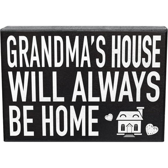 JennyGems Grandma Gift – “Grandma’s House Will Always Be Home” Wooden Sign – Sentimental Birthday & Christmas Gift from Grandchildren or Children – Wall & Shelf Décor – Made in USA