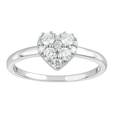 Unique Moments 1/3 Ct Round Cut Lab Grown Diamond Love Heart Ring in Sterling Silver (H-I, SI-I1)
