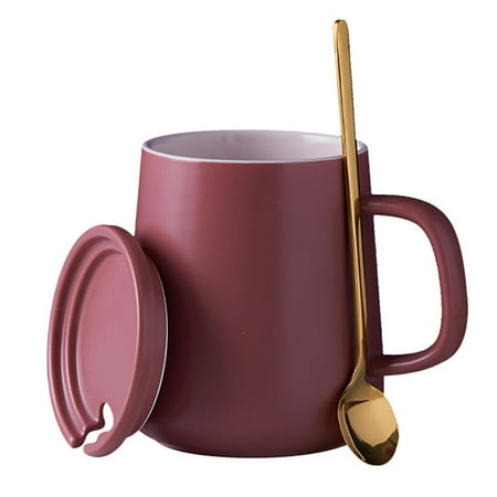 

Ceramic Mugs with Cover and Spoon Light Creative Coffee Mug Contrast Colors Cup perfect Gifts for Friends Birthday C
