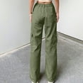 thumbnail image 6 of CFLVAEK Womens Cargo Pants with Pockets Casual Mid Rise Denim Pant Loose Fit Wide Leg Hiking Pants Solid Color Jean Pants Army Green XXL, 6 of 9