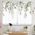 thumbnail image 2 of Sage Green Eucalyptus Leaves Kitchen Curtains 36 Inch Length 2 Panels Watercolor Plant Rustic Floral Flower Botanical Bathroom Window Curtains Short Cafe Curtain Window Tiers Treatment Drapes, 2 of 4
