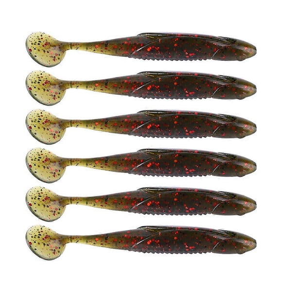 6g/10cm Green Black Lures Soft Fishing Artificial Lure Bait False Bait T-tail Soft Bait Soft Fish Lead Head Hook Bait Combo
