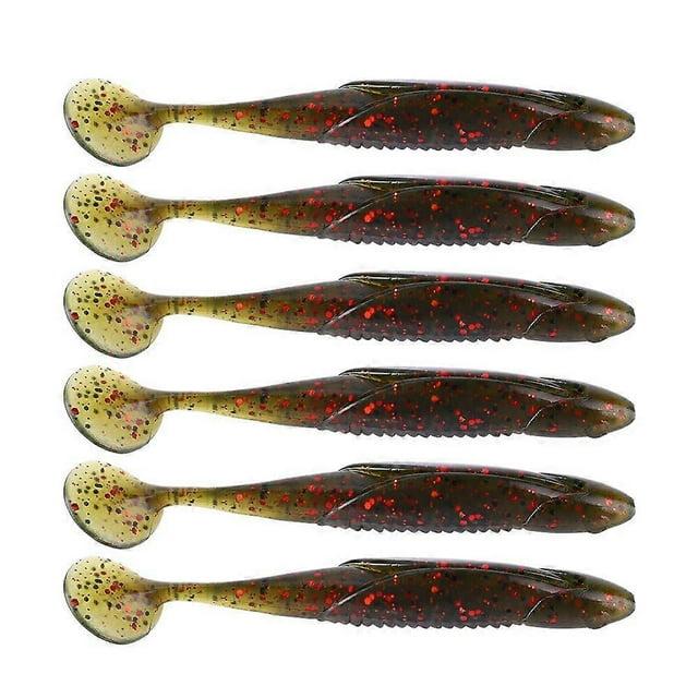 6g/10cm Green Black Lures Soft Fishing Artificial Lure Bait False Bait T-tail Soft Bait Soft Fish Lead Head Hook Bait Combo