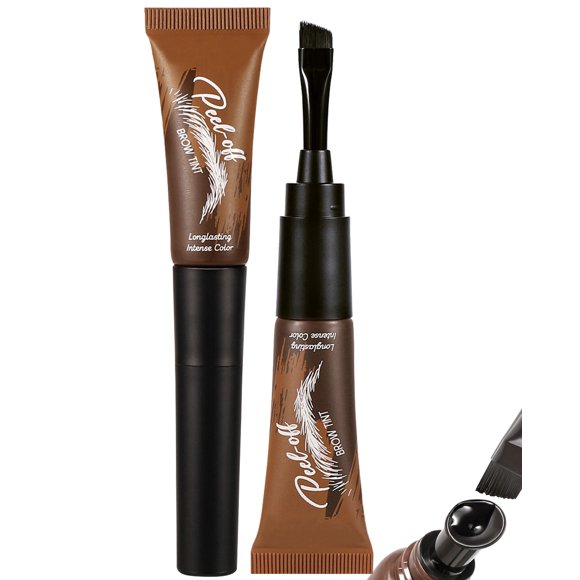 Tattoo Eyebrow Gel Easy Peel Off,2 Pcs Chocolate Waterproof Transfer-proof Brow Tinted Stain, Professional Eye Brow Tinting Cream Last Up to 3 Days,Eyebrow Dye Makeup Gifts Set with Brush for Women#04