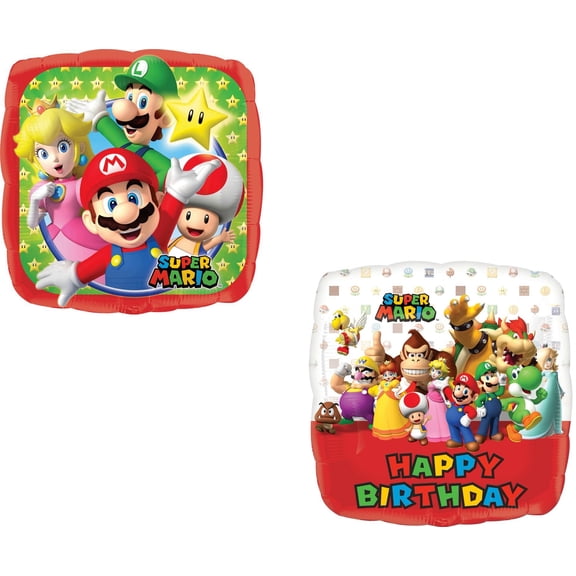 Super Mario Brothers Happy Birthday Party (2) 18"  Mylar Balloon Decorations