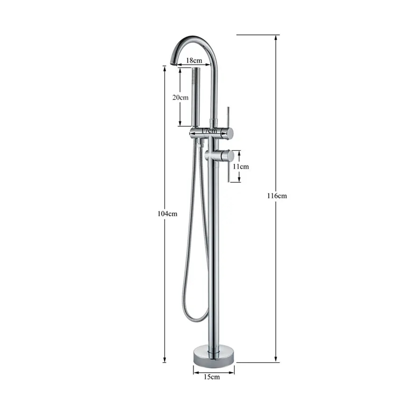Matte Black Brass Bathroom Tub Faucet, Floor Mounted Free Standing Bathtub Shower Mixer Taps, Hot Cold Water Crane Swivel Spout ,Easy to Install
