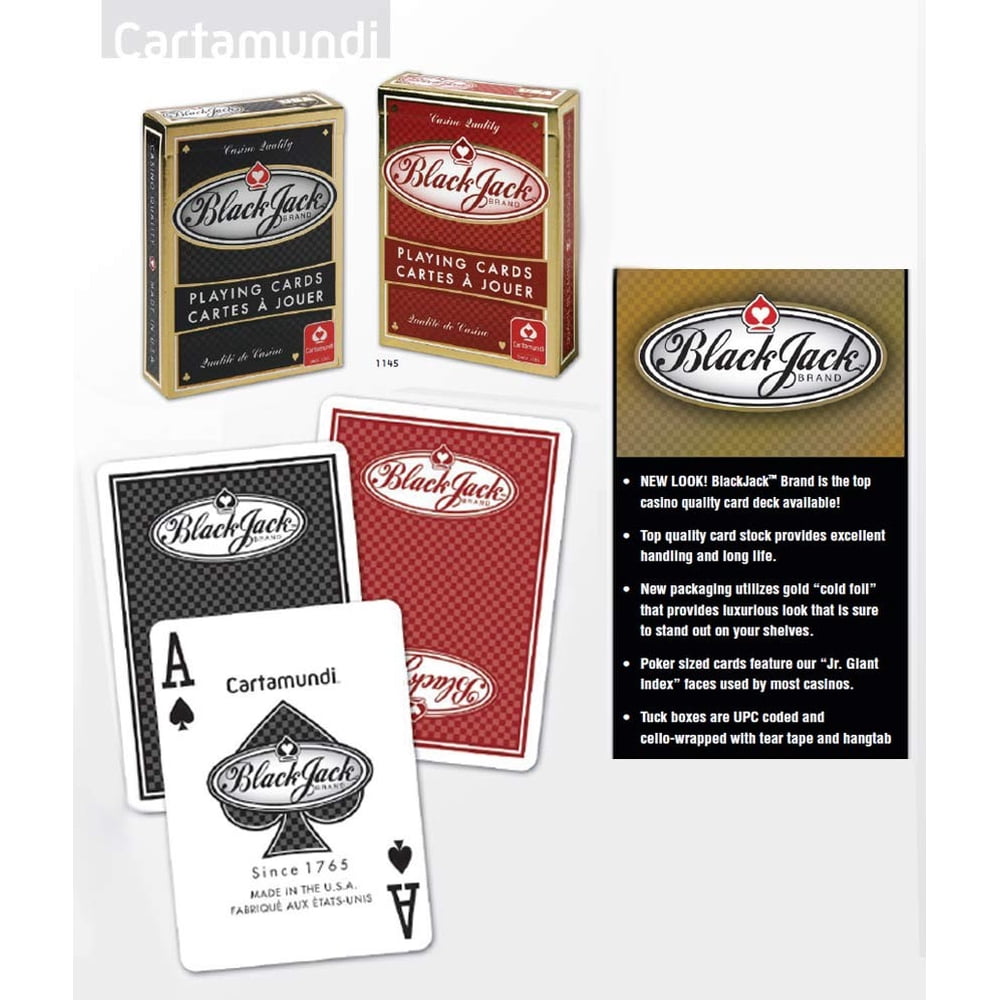 2 PACK BLACK JACK BRAND CASINO STYLE PLAYING CARDS Made in USA