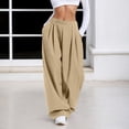 thumbnail image 2 of Bibifish Womens Pants Slate Pleated Waist Lightweight Baggy Tapered Leg Pants Outdoor Trips Daily Wear Trousers With Side Pockets, 2 of 6