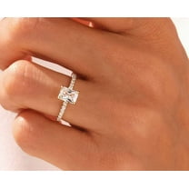 vylahjewellery Dainty Radiant Cut 1.50 CT Moissanite Diamond Ring 10K White Gold Engagement Ring for Women