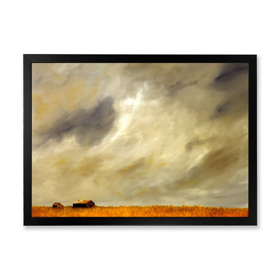 Designart 'Desert Farmhouse Under Cloudy Sky I' Farmhouse Framed Art Print