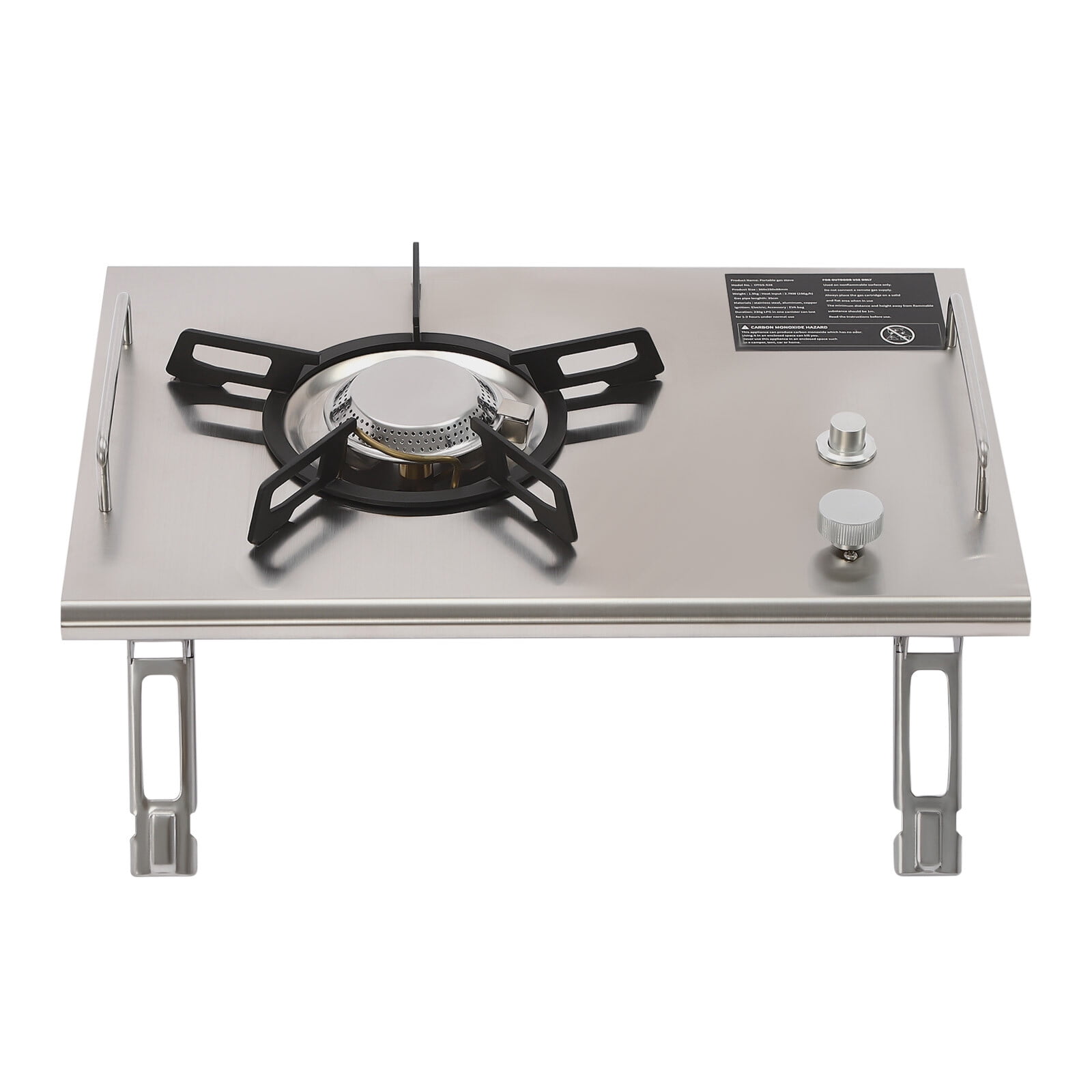 Modern Rectangular Portable 13,648 BTU Gas Stove Stainless Steel Single-Burner Camping Stove for Camping