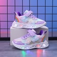 thumbnail image 2 of yboeqw Toddler Girls LED Light‑Up Casual Shoes Butterfly Sequin Ornament Hook‑and‑Loop Sneakers Flashing Heart‑Shaped Sole Lightweight Non‑Slip Walking Shoes for Little Girls, 2 of 6