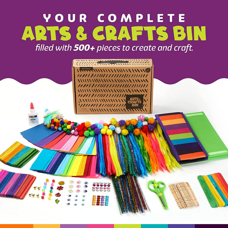 Arts & Crafts Supplies Kit with Storage Bin – Crafting Materials Box Kits  for School or Gift Ages 3 to 8 – The Market Depot