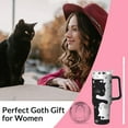thumbnail image 5 of Gothic Cat Tumbler - 40oz Stainless Steel Insulated Cup with Handle & Straw for Cat Lovers - Gothic Gift for Women, 5 of 6