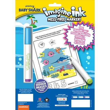 Nickelodeon Baby Shark 10 Page Imagine Ink Mess Free Coloring Book, by Bendon, Paperback